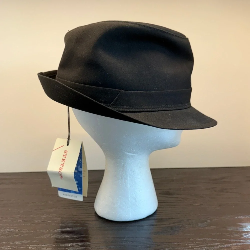 Stetson Ginsburgh Fedora Hat Mens Small Black Water Repellent Protector 241237/1